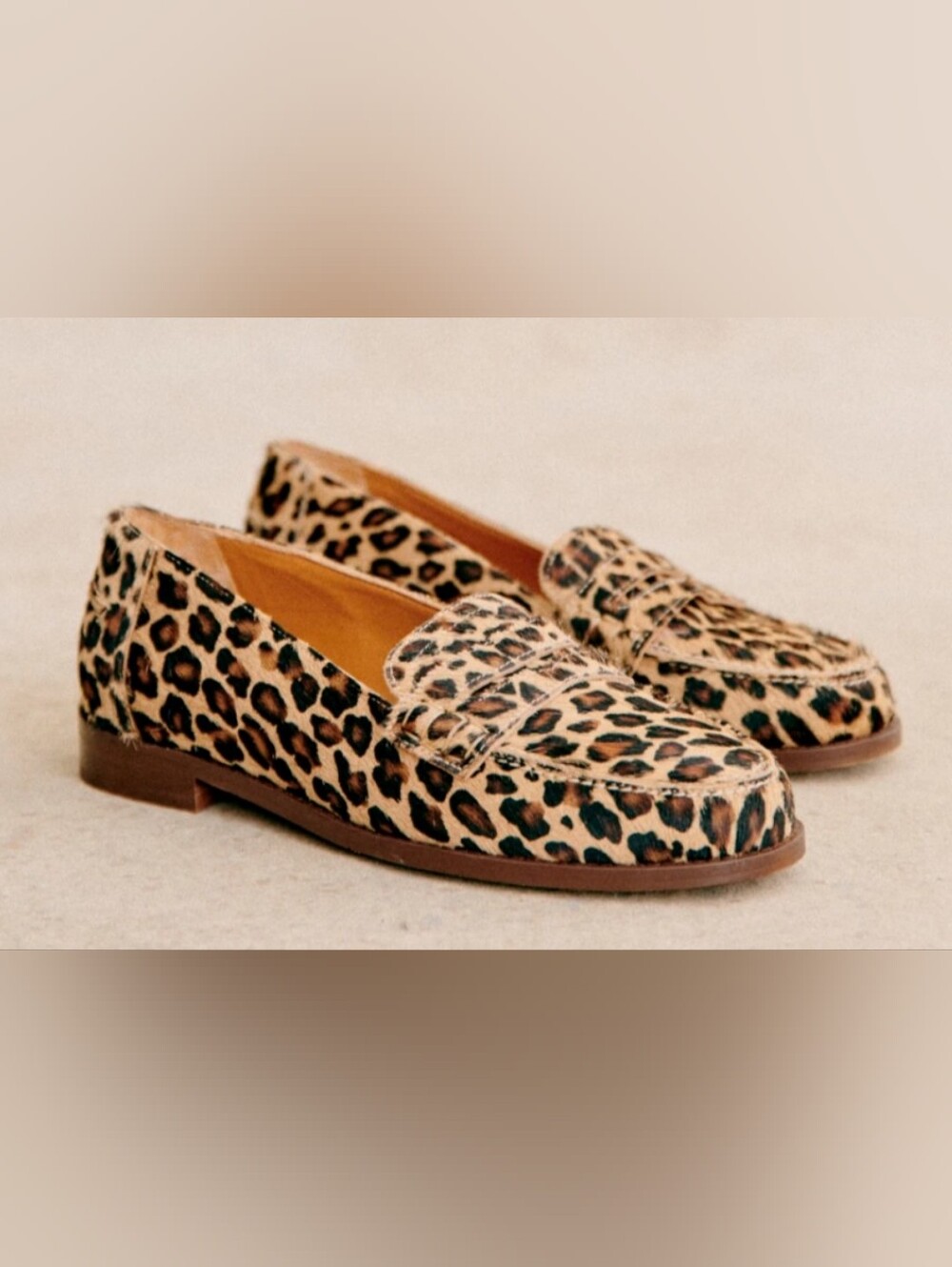 Sezane Andre Leopard Print Calf Hair Loafers
